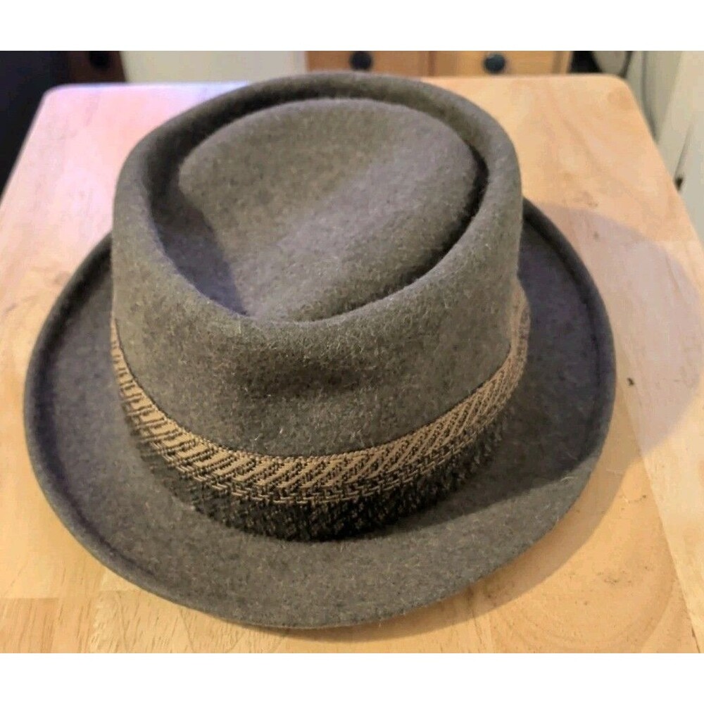 Vintage Mid Century Mallory Men's Olive Green Wool Felt Stingy Fedora 7⅛